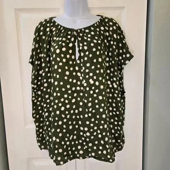 VELVET By Graham & Spencer Joyce Polka Dot Blouse Office Church Work Flowy - Picture 3 of 7